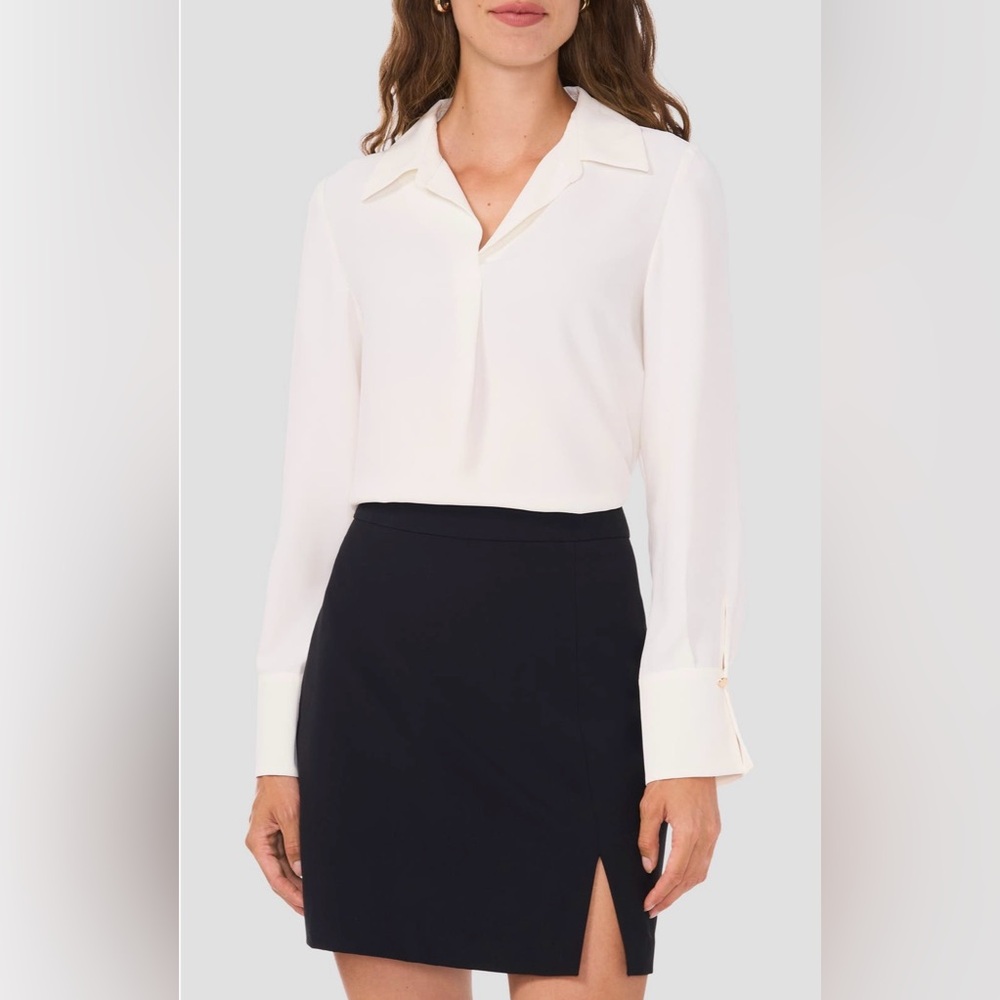 Halogen Split Cuff Button-Up Top Nwot - image 1